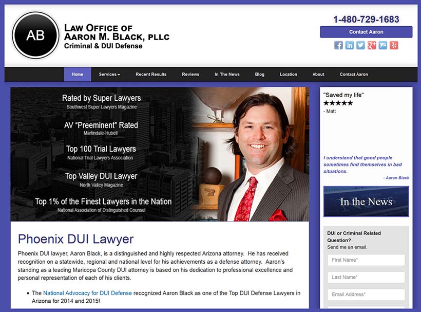 Website Design for DUI & Criminal Law Attorney Aaron M Black