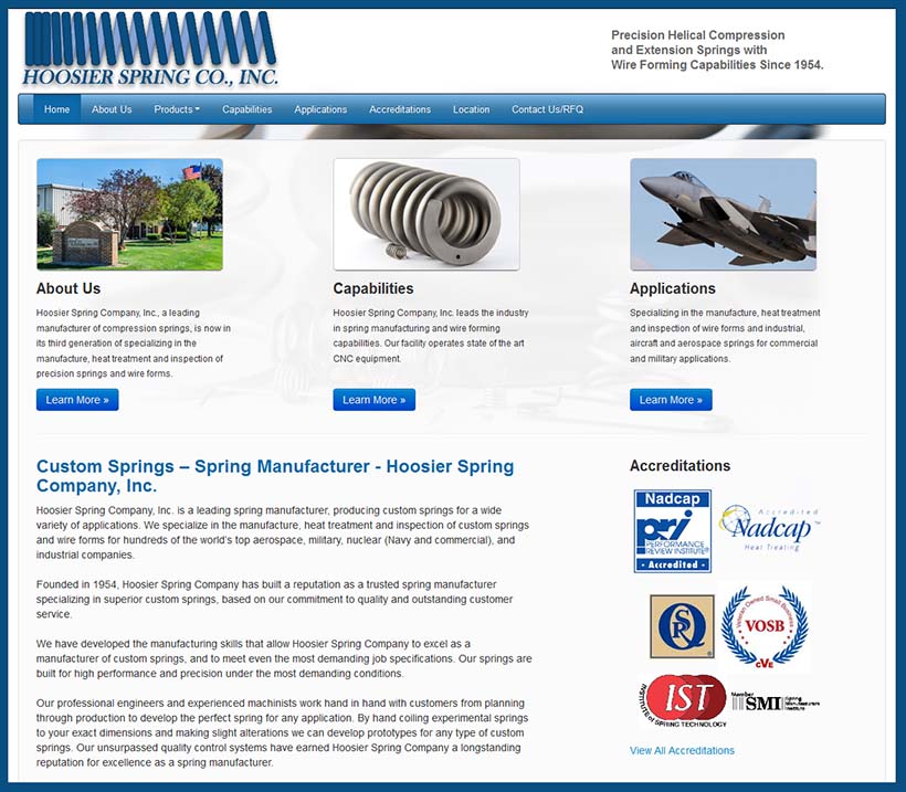 Website Design for a spring manufacturer