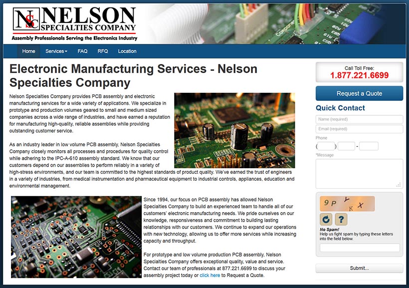 Website Design for Electronic Manufacturing Company