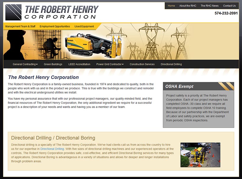 Contractor Website for The Robert Henry Corporation