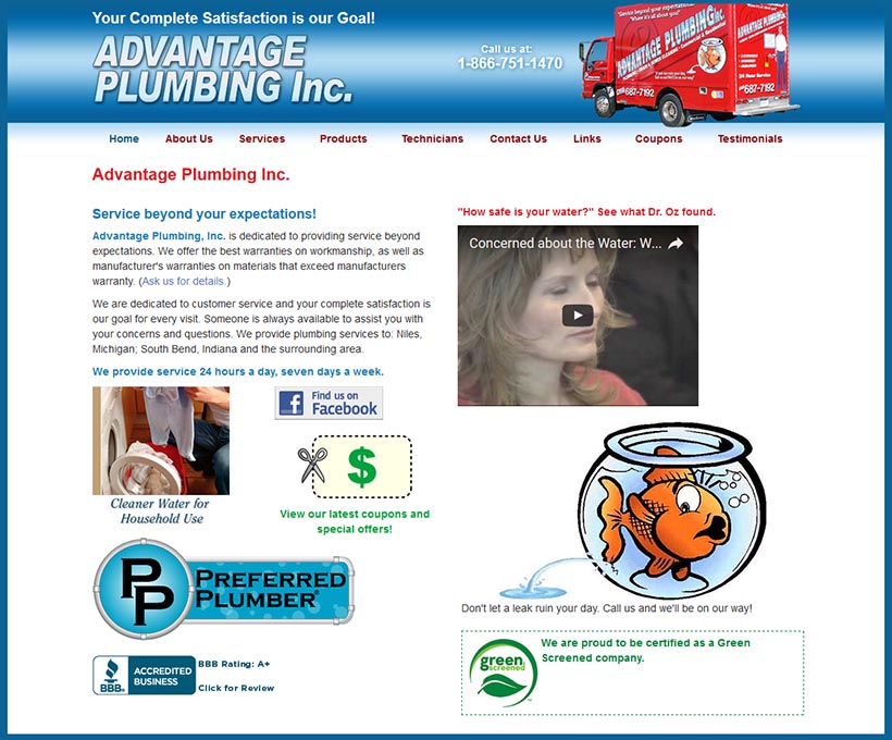 Plumbing, Heating & Cooling Contractor Website Design for Edward J. White South Bend, IN